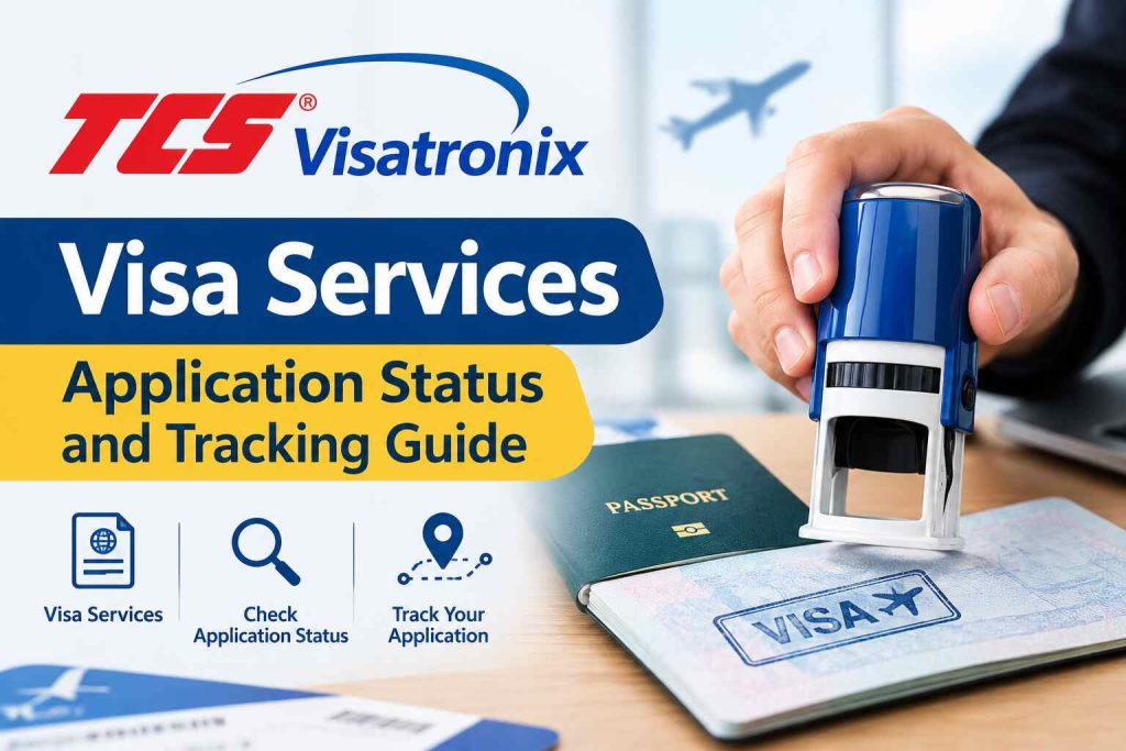 tcs visatronix - Passport and document envelope beside a phone showing parcel tracking